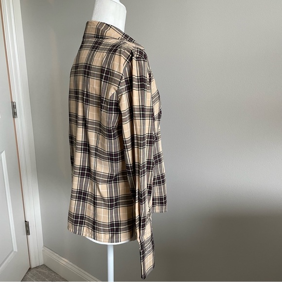 HAROLD’S Brown Tan Red Plaid Shirt, Stretch, Preppy Top, Button Down Shirt - Picture 2 of 15